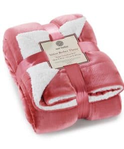 Manta de Sherpa Genteele Super Suave -Light Mahogany/White