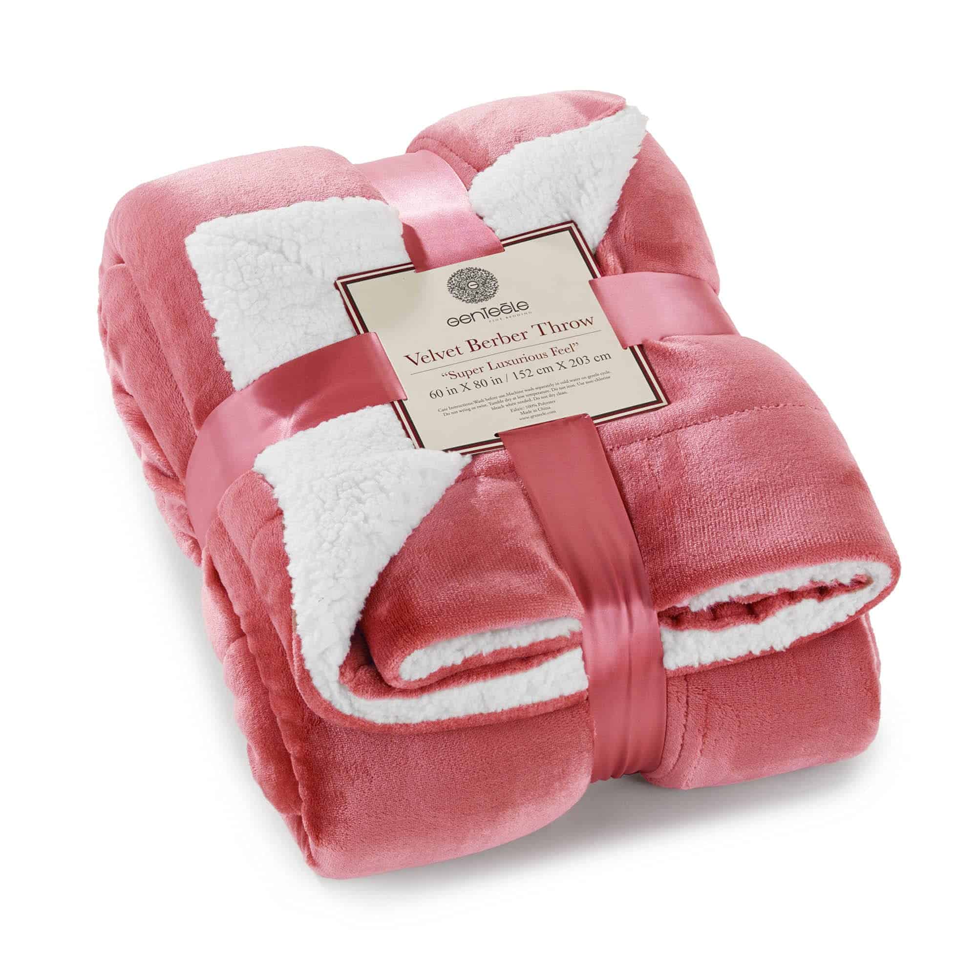 Manta de Sherpa Genteele Super Suave -Light Mahogany/White