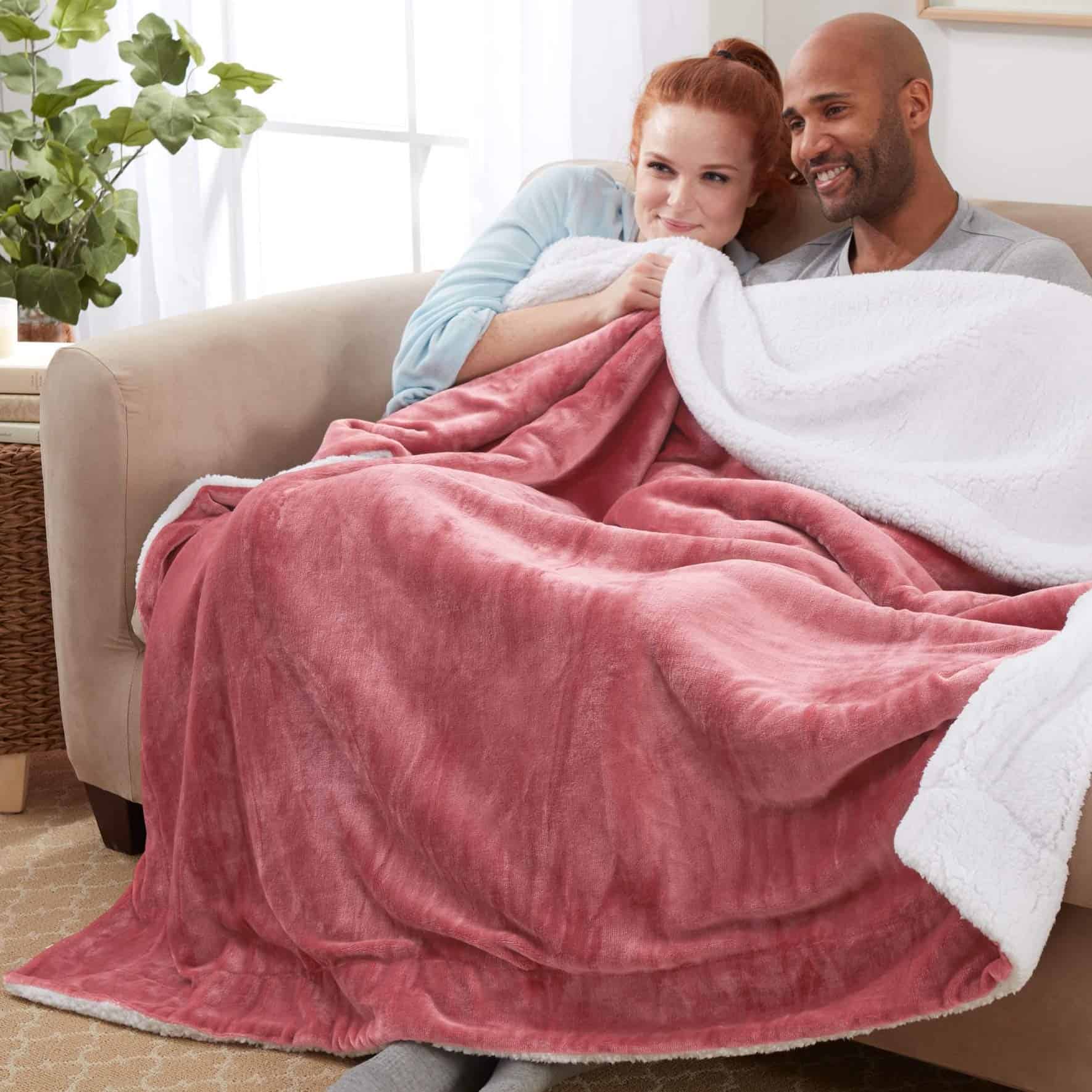 Manta de Sherpa Genteele Super Suave -Light Mahogany/White - Imagen 3