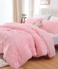 Juego de edredón de felpa rosa Smoofy para cama Queen de 3