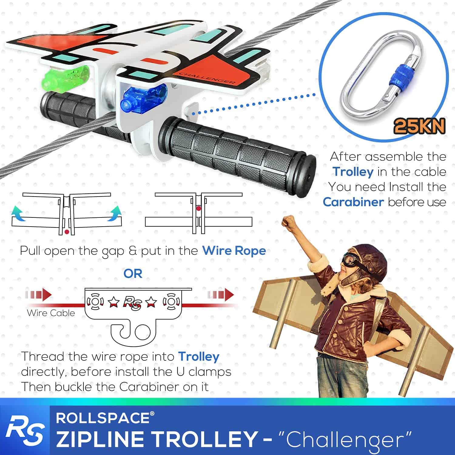 Kit de Tirolesa RollSpace de 150 pies para Patios con Kit - Imagen 6