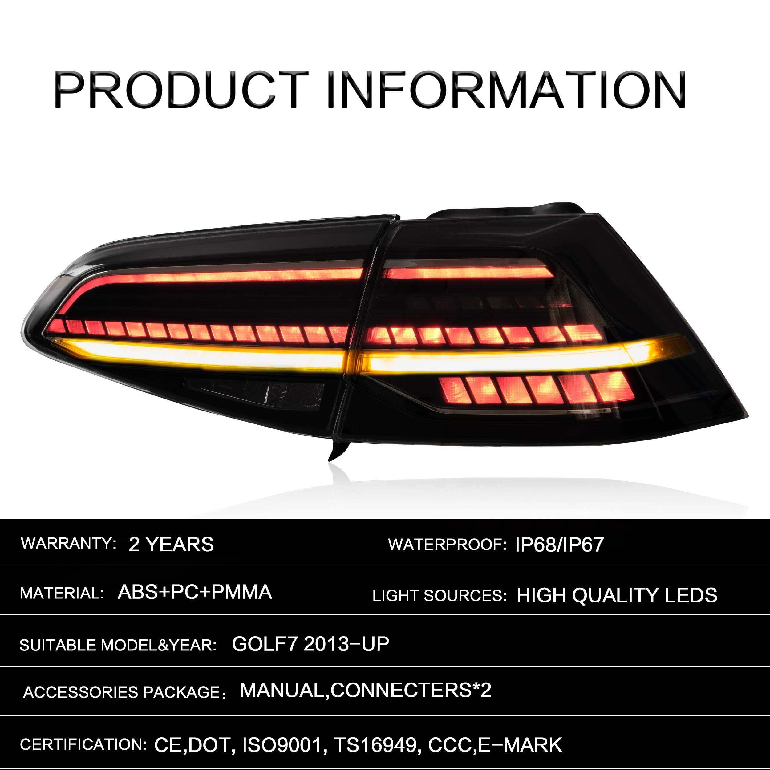 Luces traseras VLAND para Volkswagen Golf 7 Golf 7.5 MK7 - Imagen 9