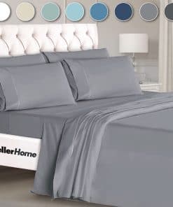 Juego de Sábanas de Lujo Mueller de 6 -Gris Claro
