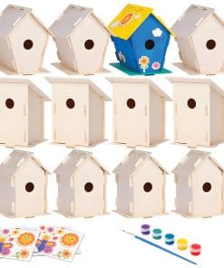 Neliblu 12 Kit de casitas de pájaros de madera, Kit de