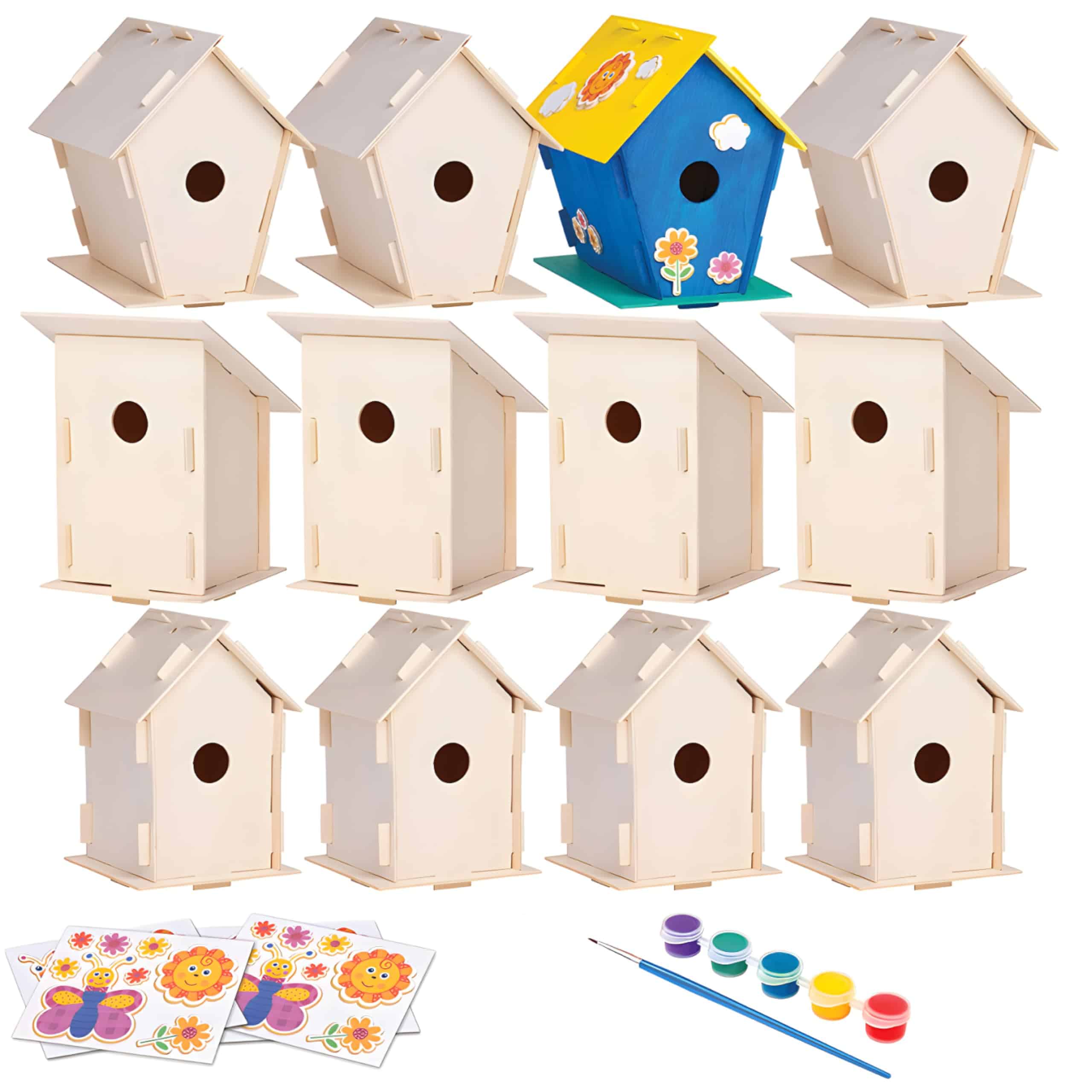 Neliblu 12 Kit de casitas de pájaros de madera, Kit de