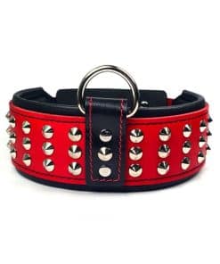 Collar de perro de cuero genuino Bestia con tachuelas y