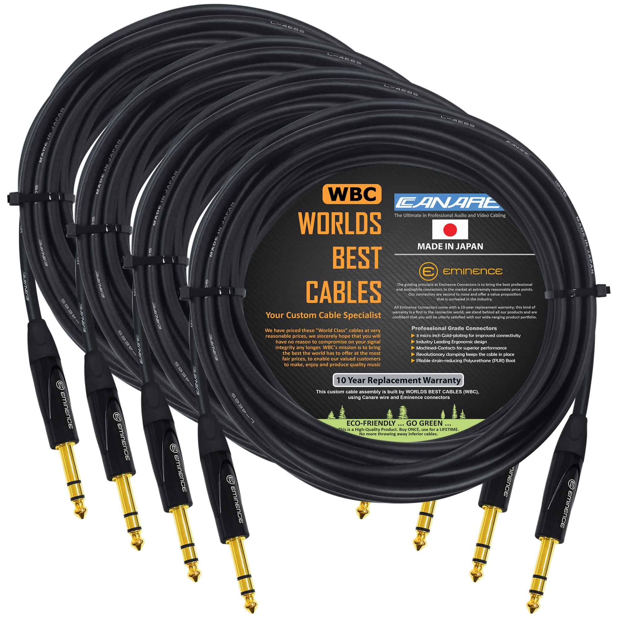 WORLDS BEST CABLES 4 Unidades - 18 Pies - Canare L-4E6S,