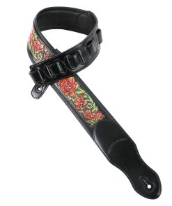 Correa de guitarra acolchada premium negra brillante Walker