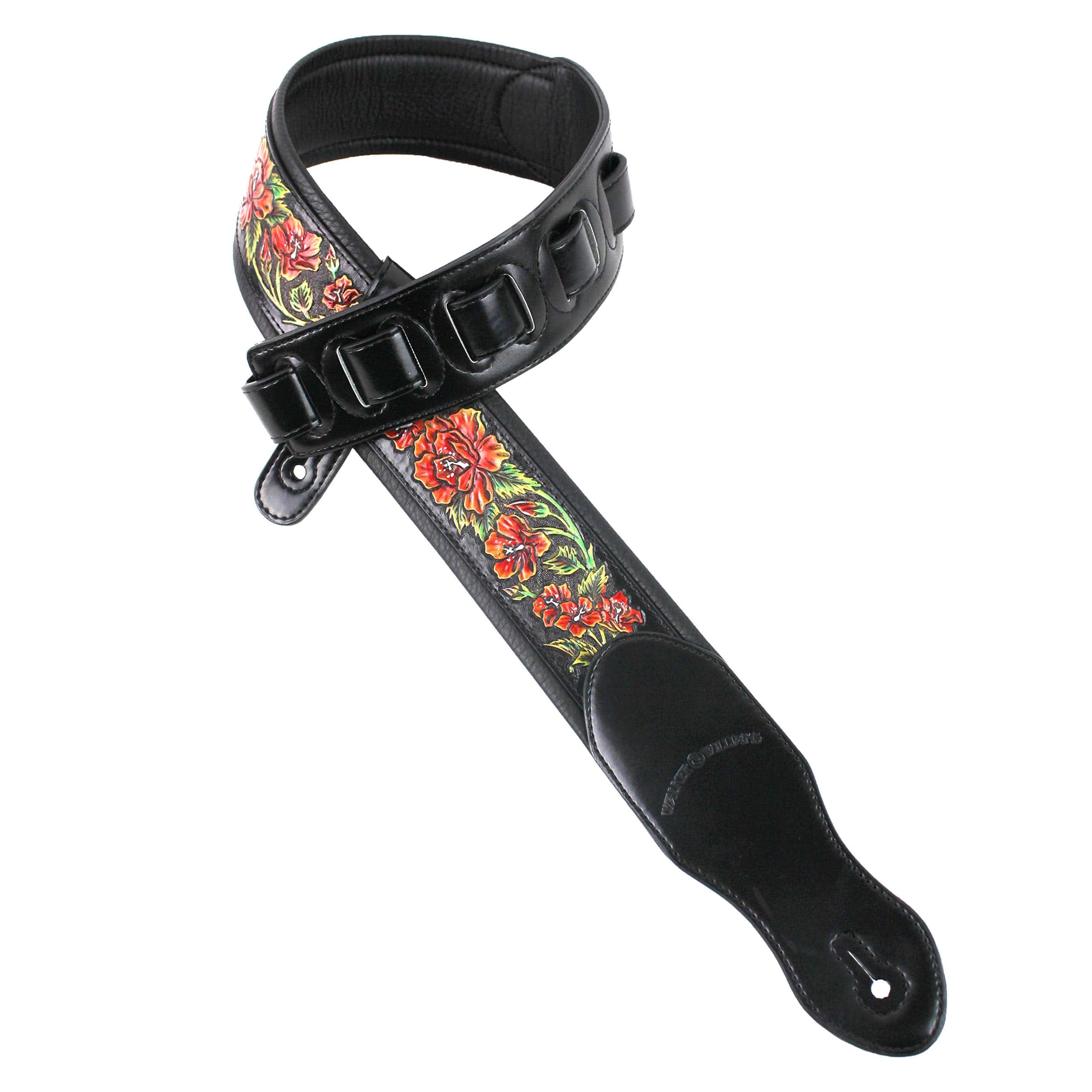 Correa de guitarra acolchada premium negra brillante Walker
