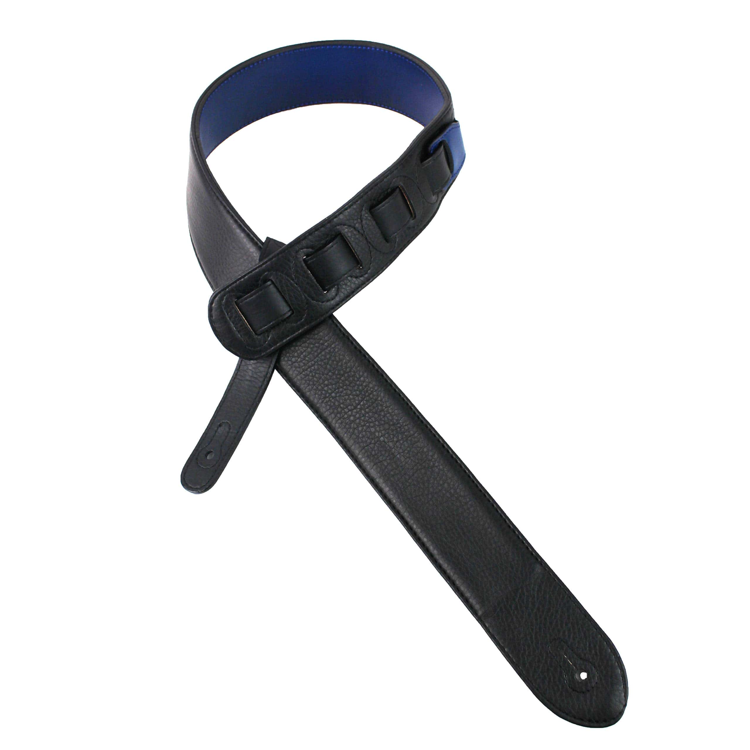 Correa de guitarra acolchada de cuero de grano premium azul - Imagen 9