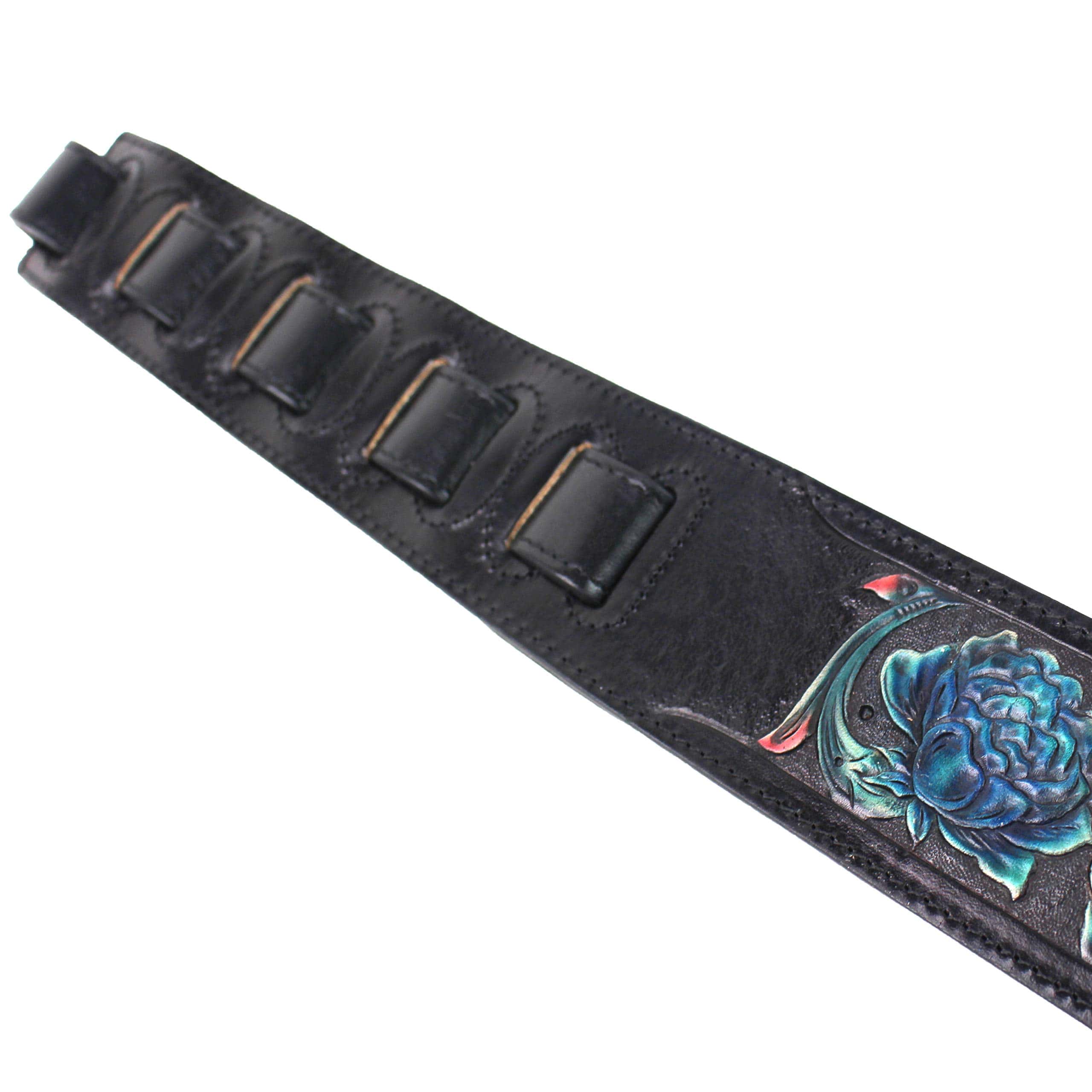 Correa de guitarra de cuero grueso premium de color negro - Imagen 8