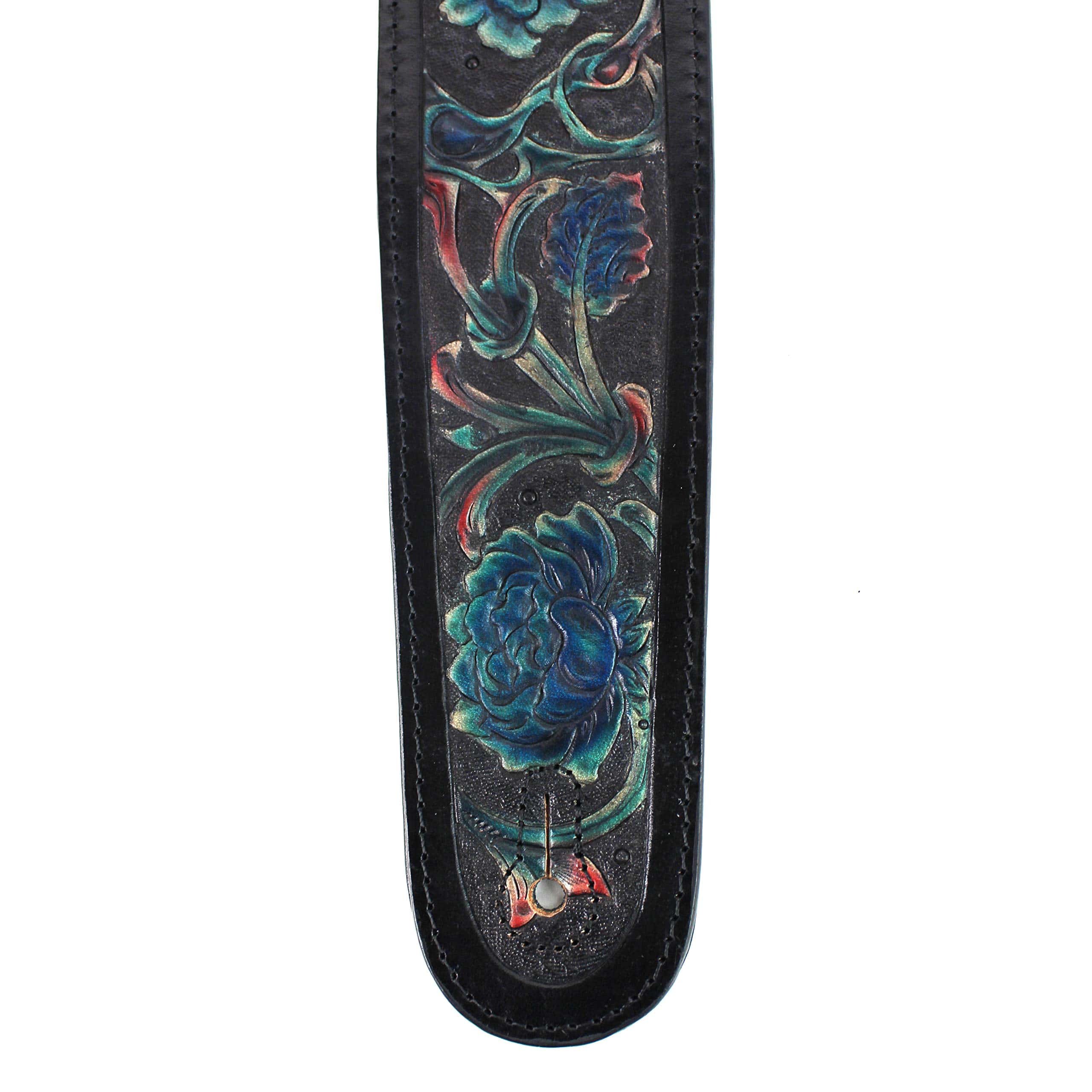 Correa de guitarra de cuero grueso premium de color negro - Imagen 7