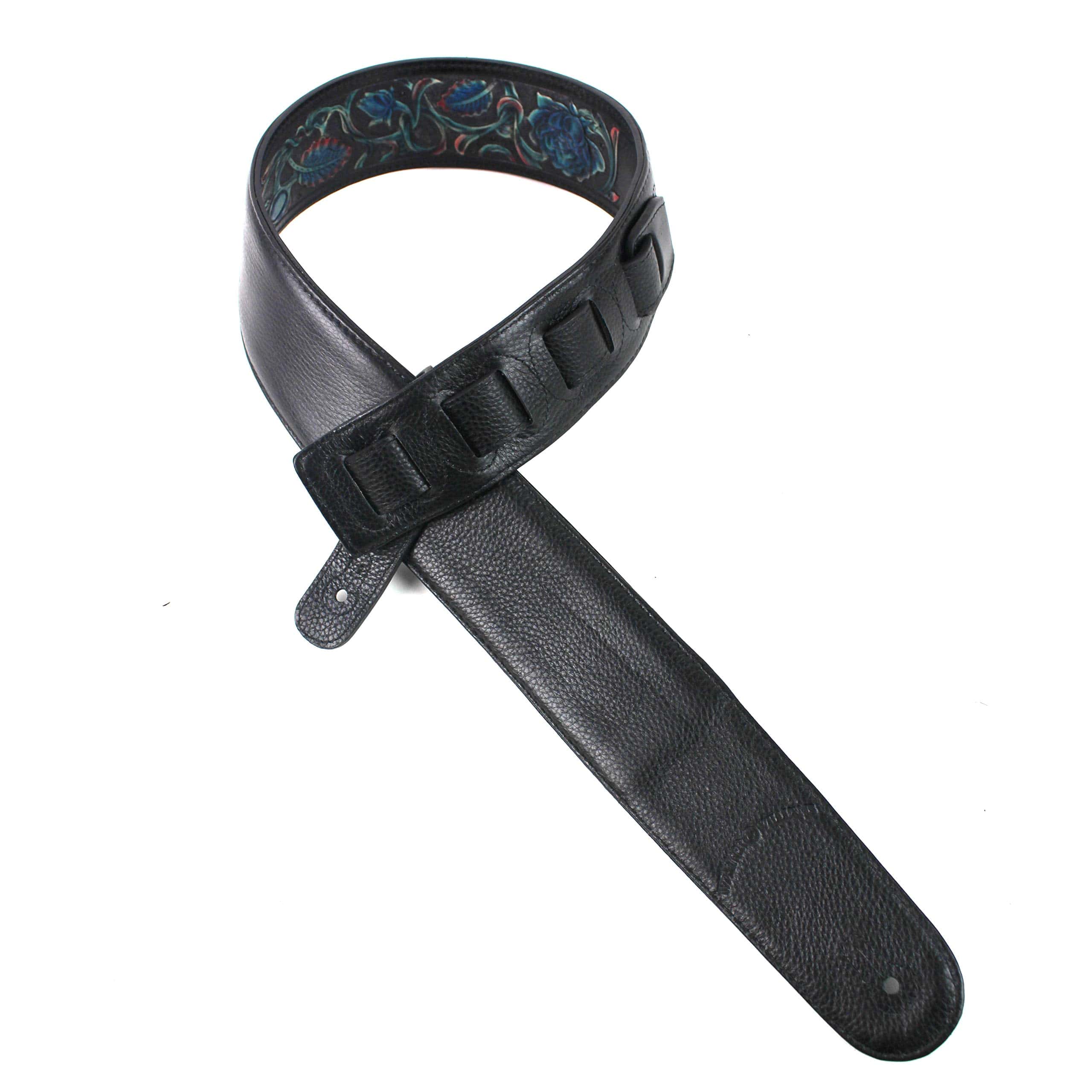 Correa de guitarra de cuero grueso premium de color negro - Imagen 9