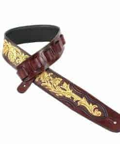 Correa de guitarra de cuero de talla premium rojo sangre