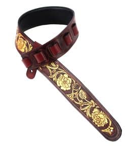 Correa de guitarra de cuero rojo granate premium Walker And