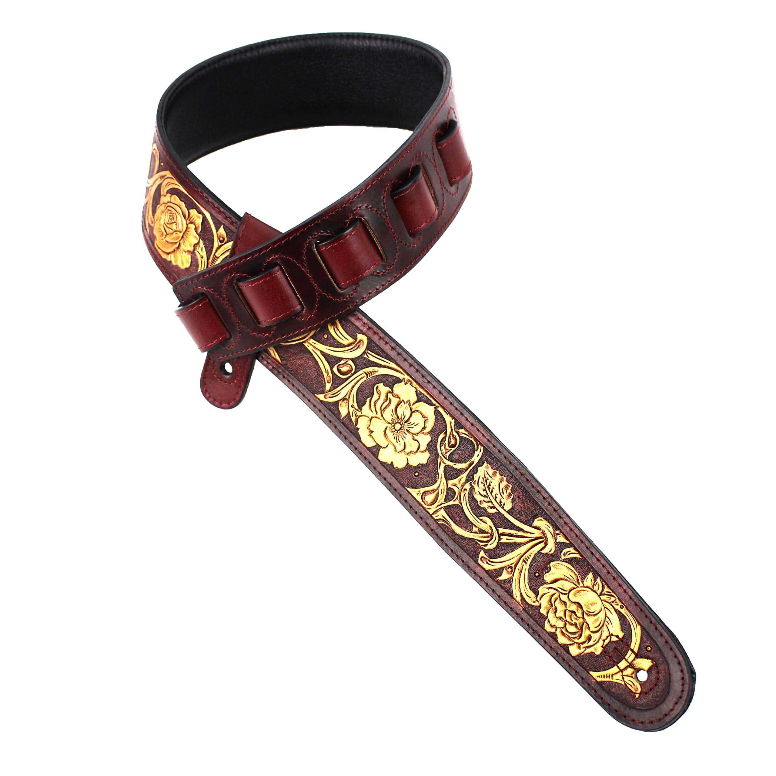 Correa de guitarra de cuero rojo granate premium Walker And