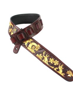 Correa de guitarra de cuero premium rojo granate hecho a
