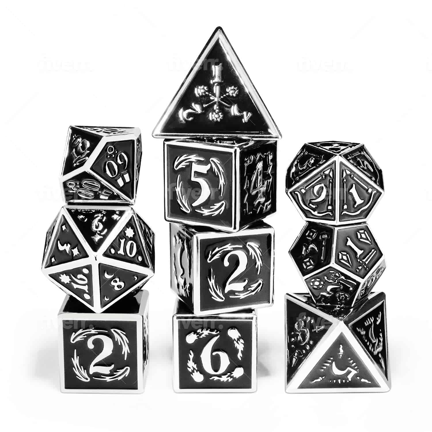 Conjunto de dados de metal Fantasydice Nightwatch grande en - Imagen 5