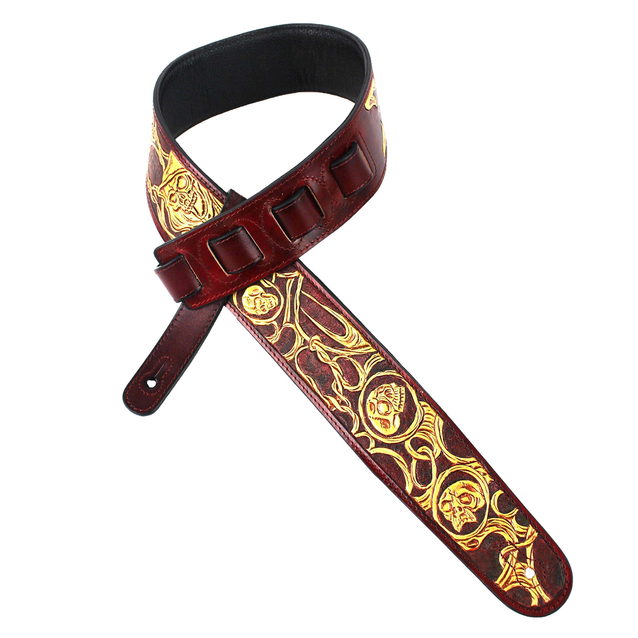 Correa de guitarra de cuero de talla premium hecha a mano