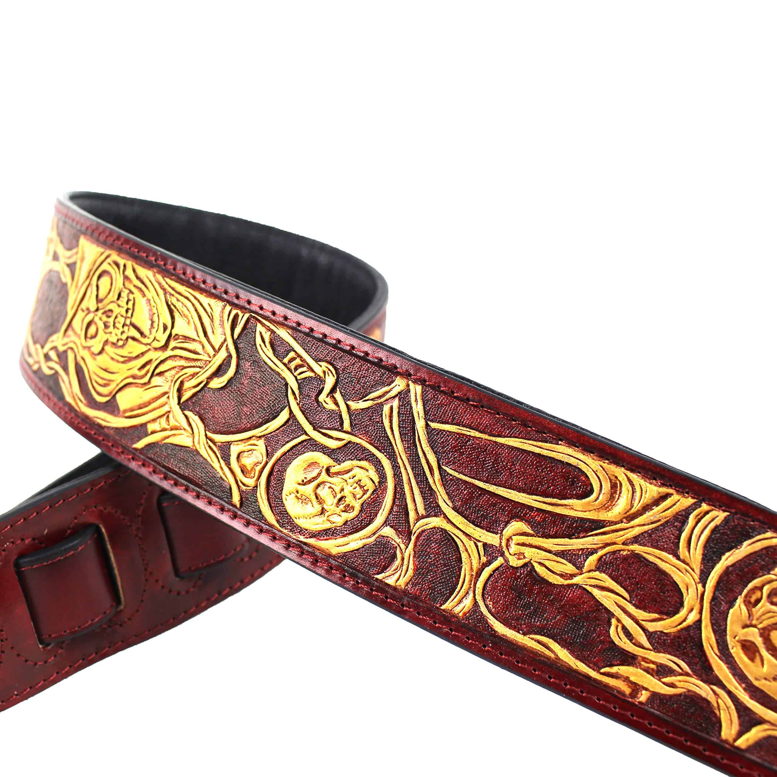 Correa de guitarra de cuero de talla premium hecha a mano - Imagen 4