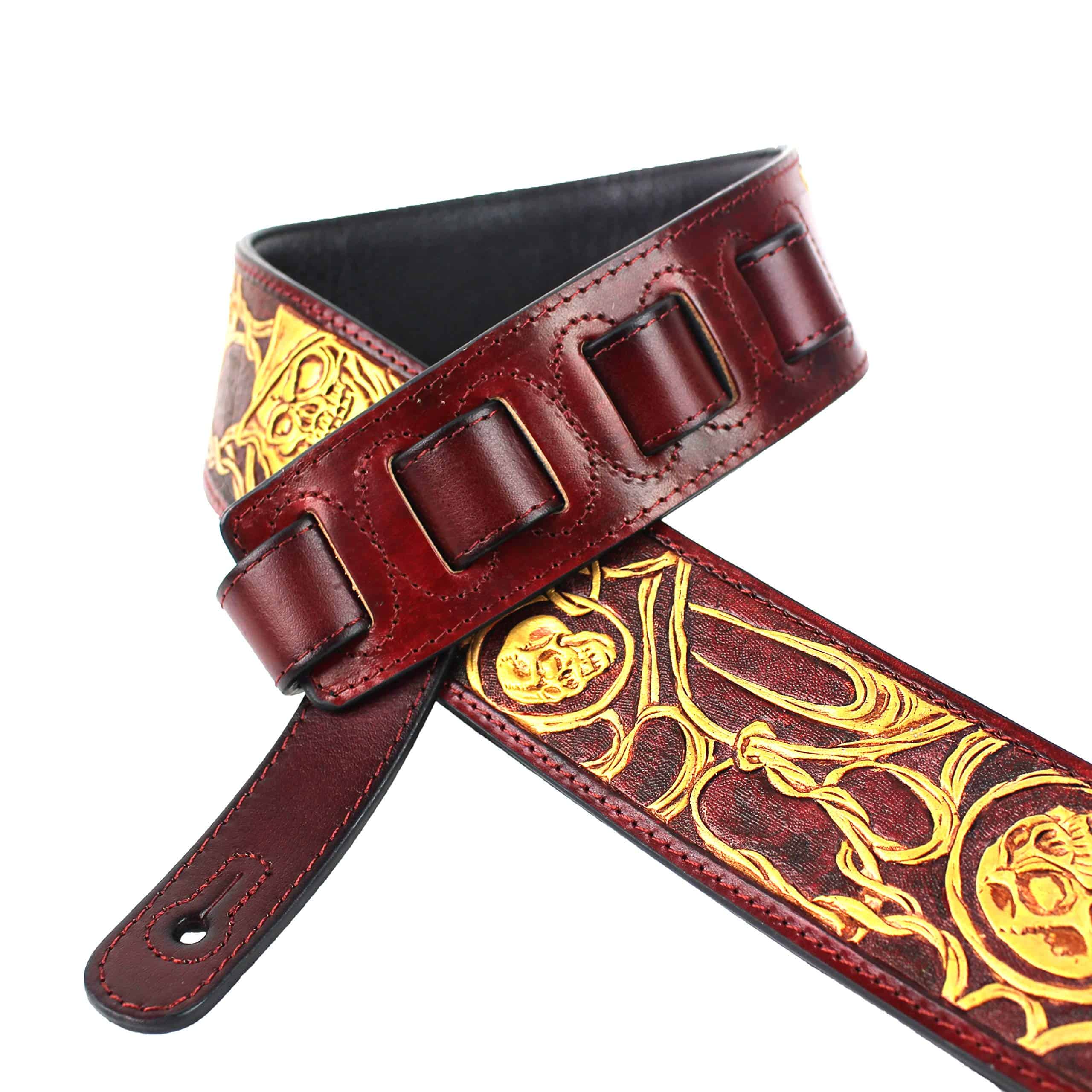 Correa de guitarra de cuero de talla premium hecha a mano - Imagen 3