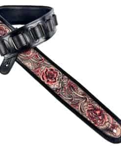 Correa de guitarra de cuero premium negro hecho a mano