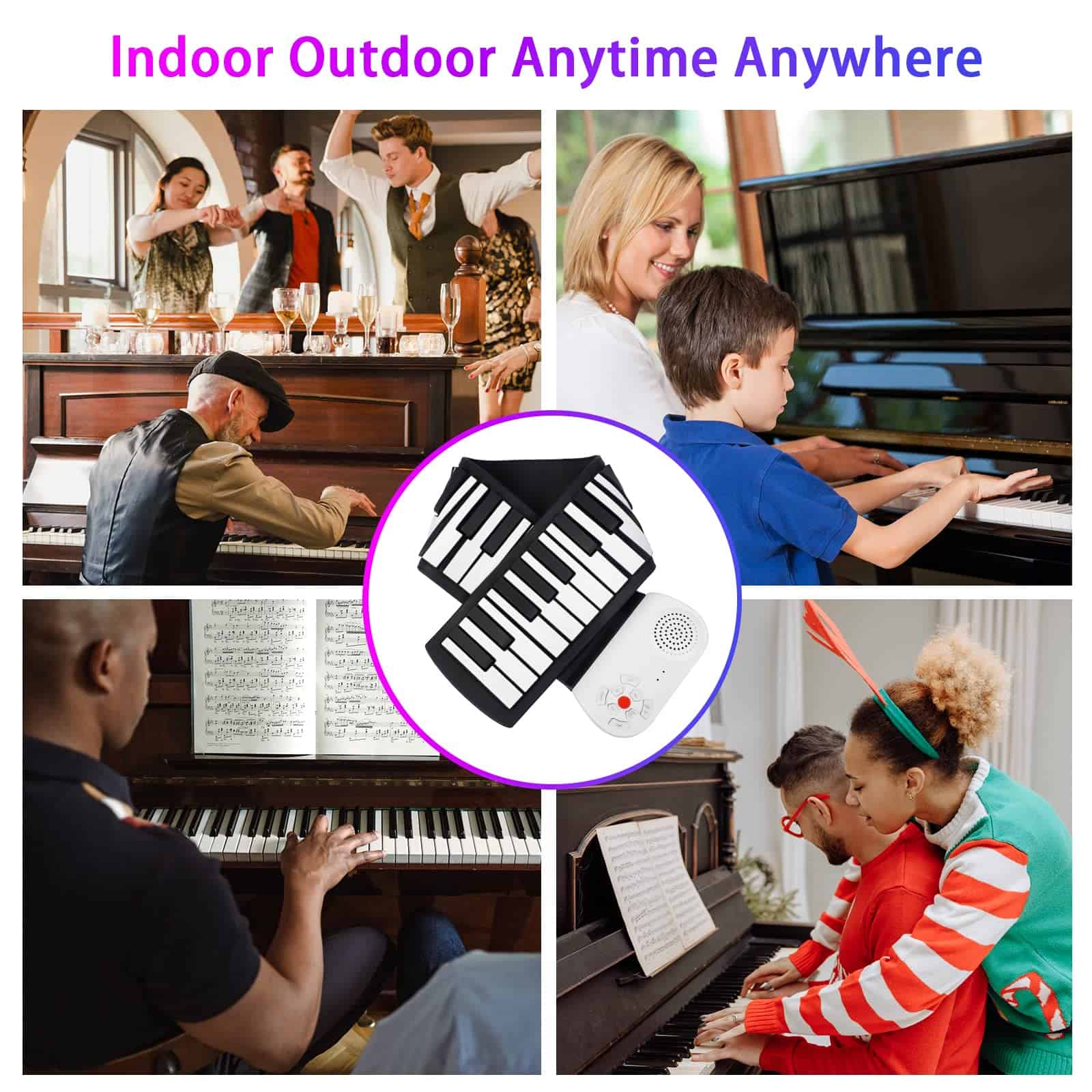 Piano Eléctrico de 61 Teclas Teclado Portátil Teclado de - Imagen 8