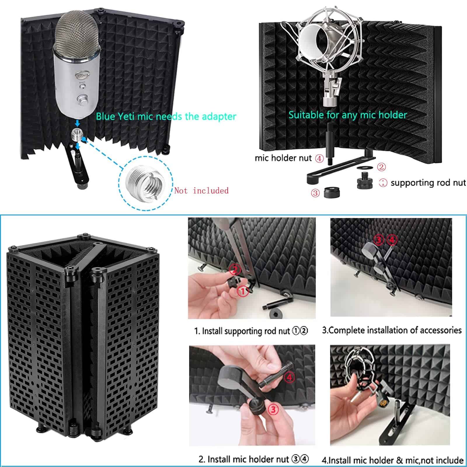 Escudo de Aislamiento para Micrófono, Filtro Anti-pop de 5 - Imagen 3