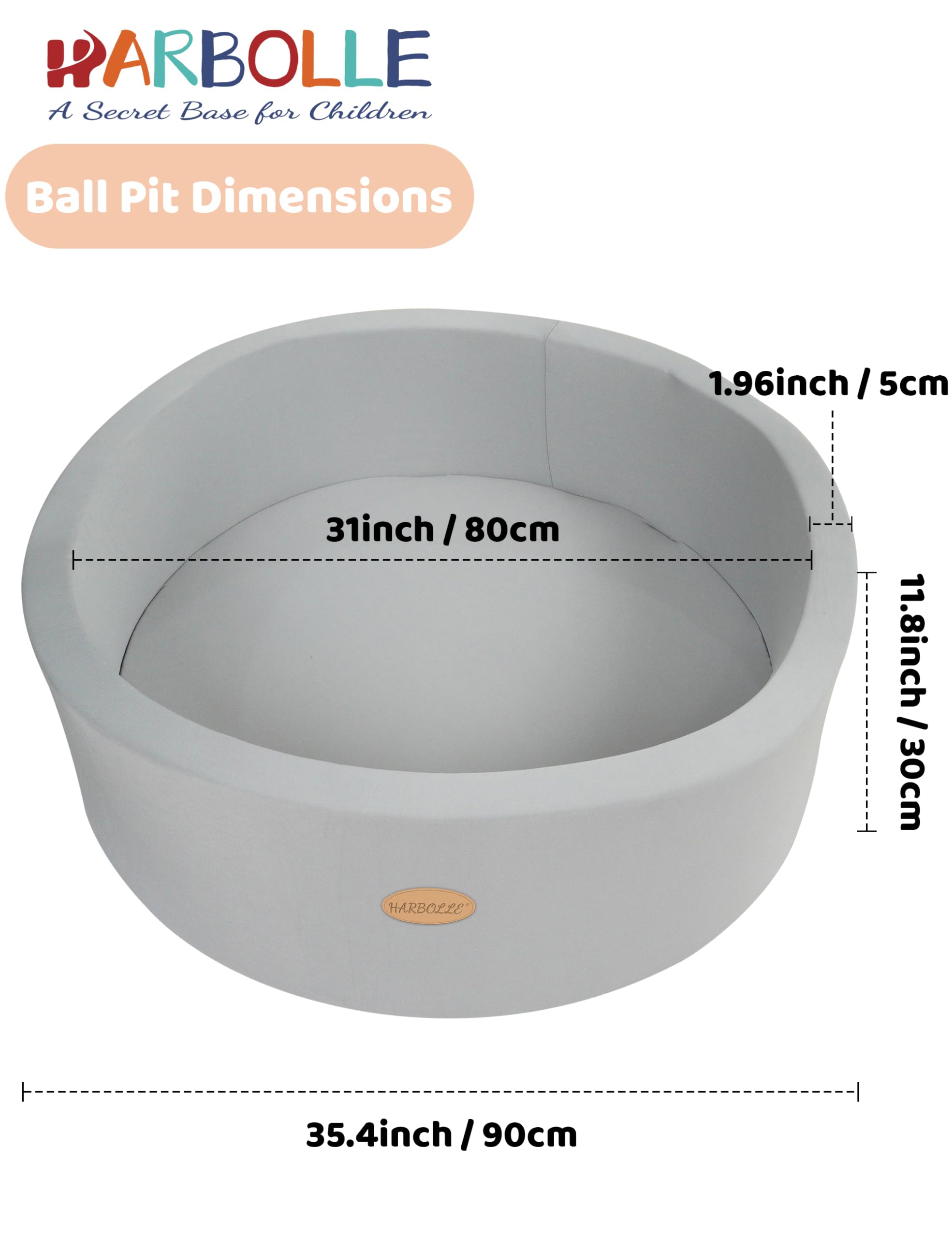 HARBOLLE Baby Ball Pit Soft Round Memory Foam - NO Incluye - Imagen 9