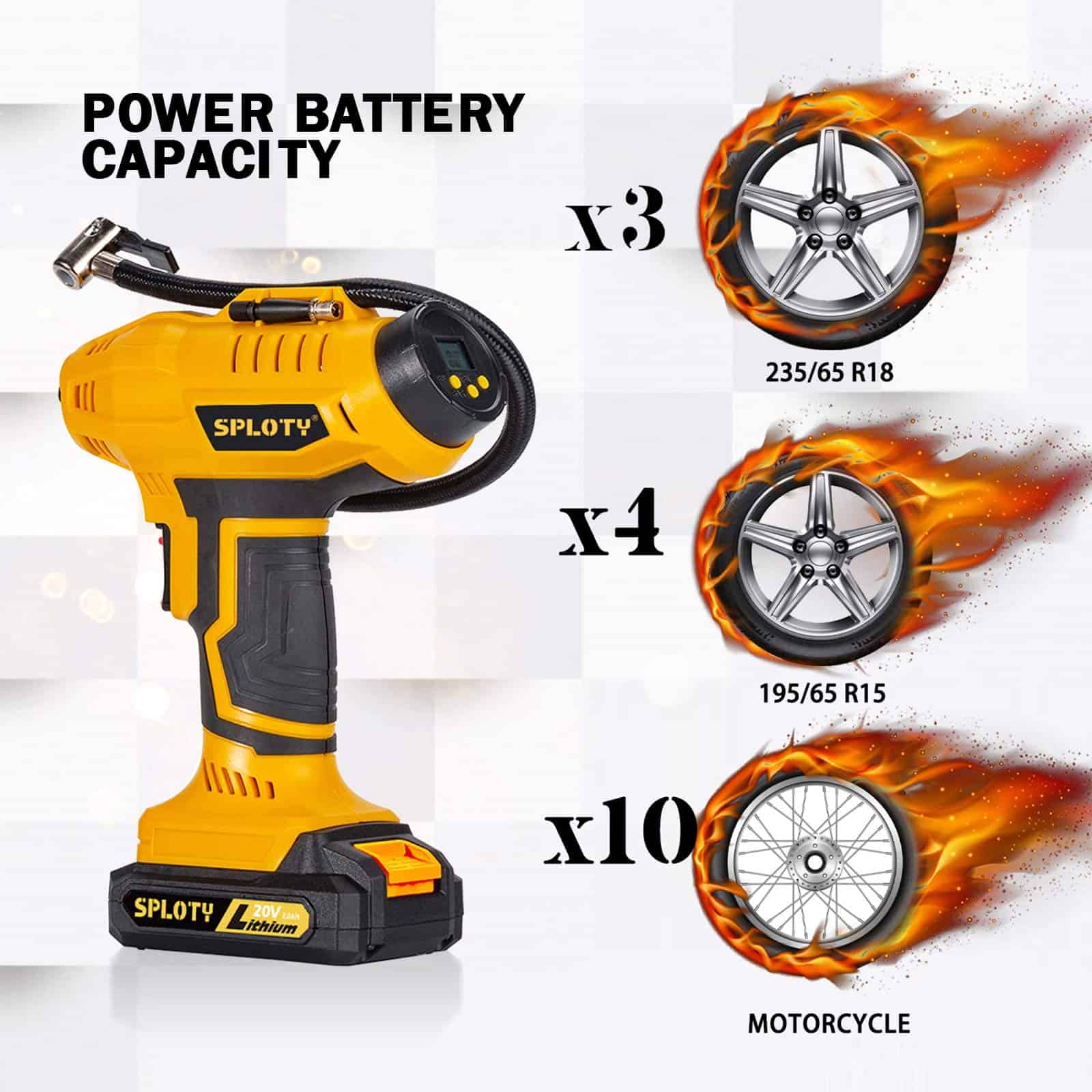 Compresor de Aire Portátil Inalámbrico SPLOTY 20V con - Imagen 4