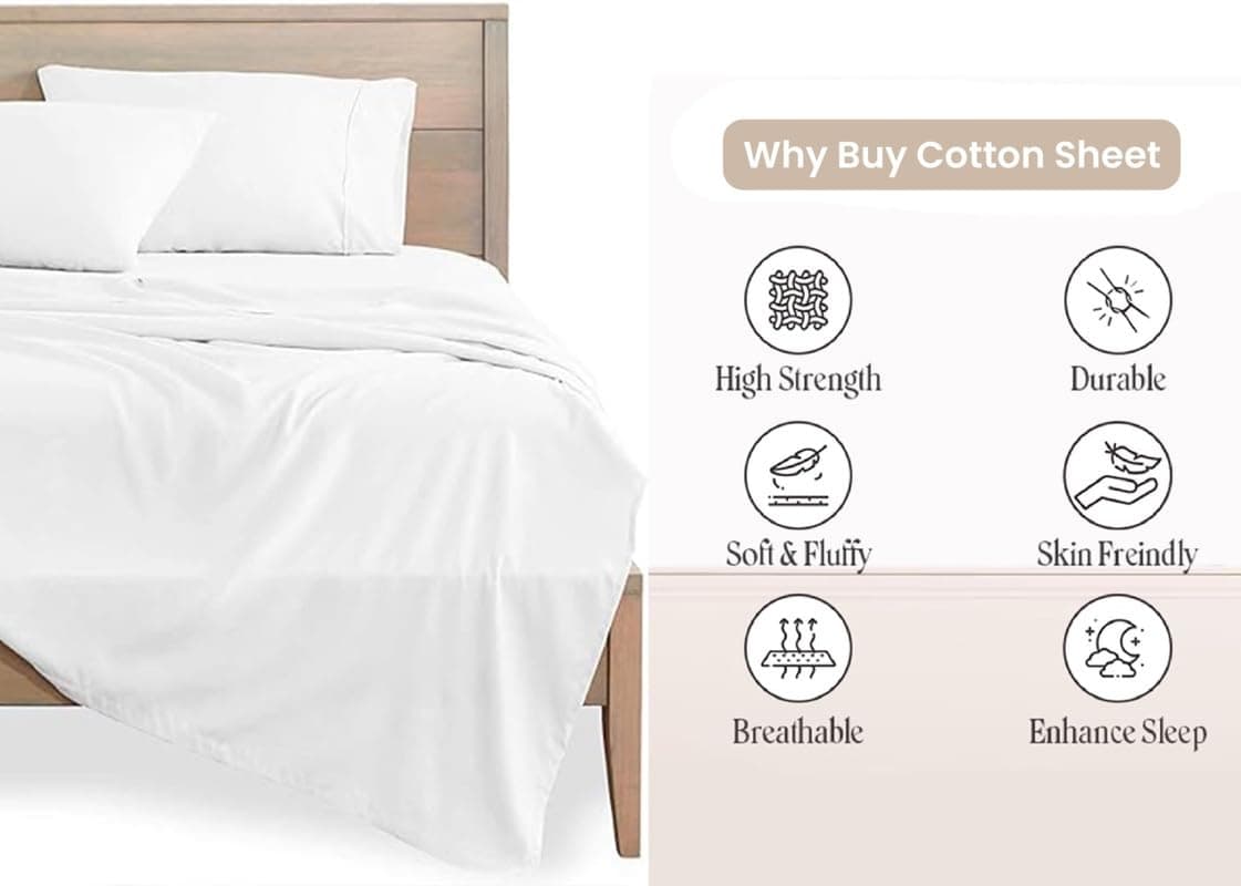 Juego de Sábanas de Algodón Percale de 600 -Blanco Sólido - Imagen 6