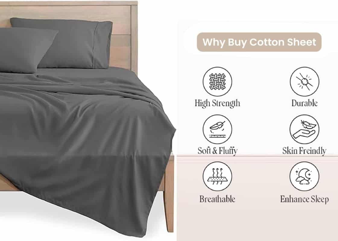 Juego de sábanas de algodón PERCALE de 600 -Gris Piedra - Imagen 6