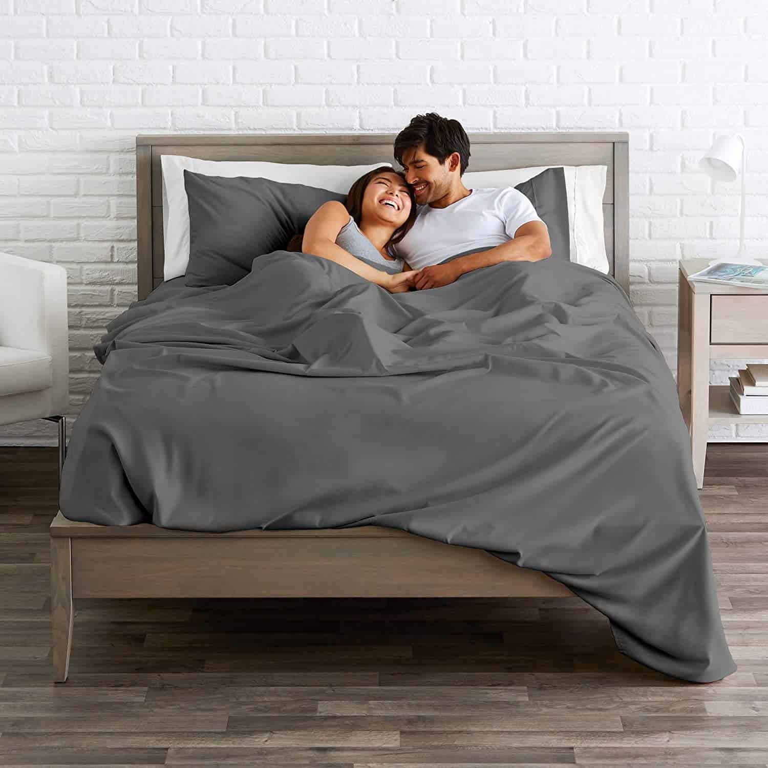 Juego de sábanas de algodón PERCALE de 600 -Gris Piedra - Imagen 5