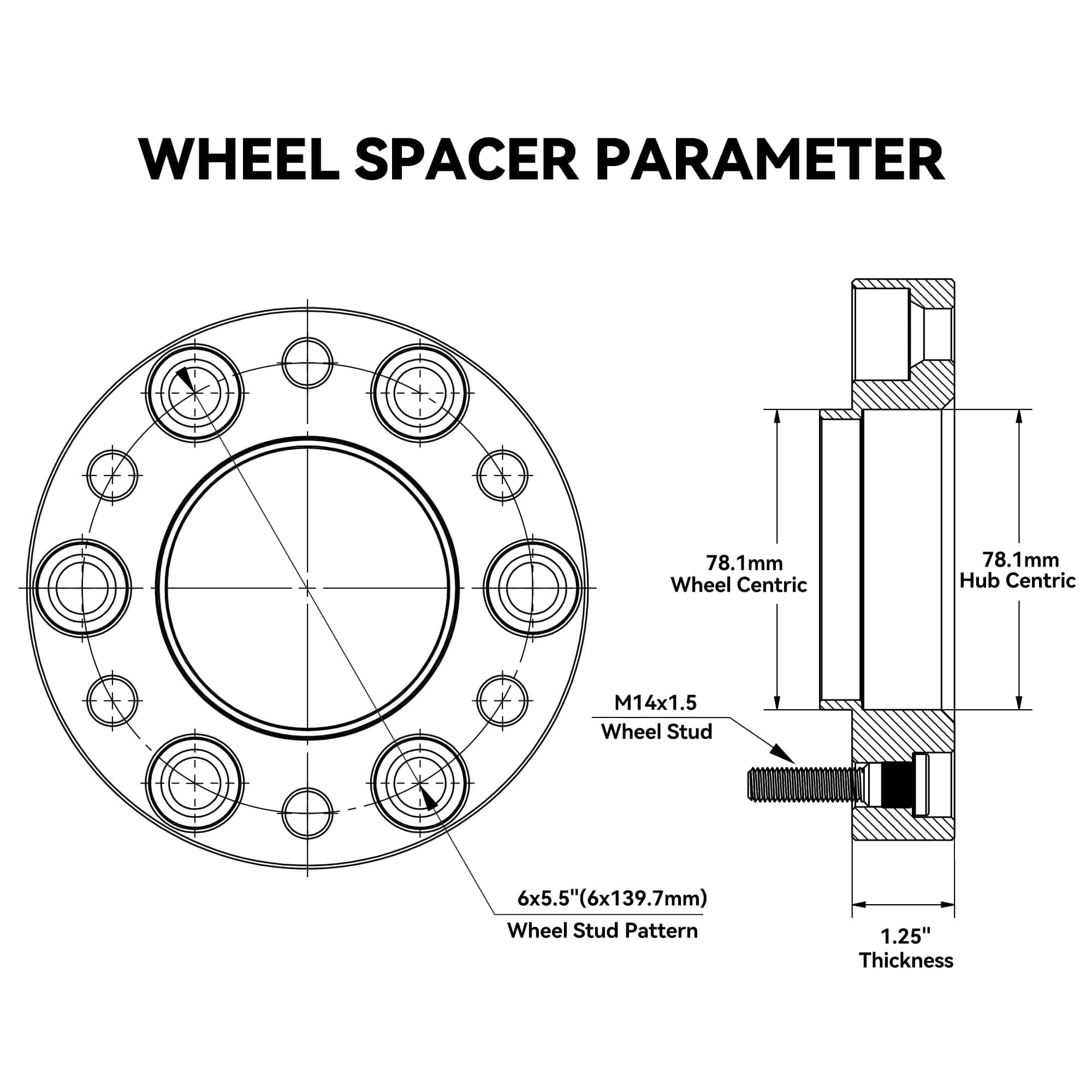 Richeer 6x5.5 Separador de Rueda para Silverado Sierra - Imagen 3