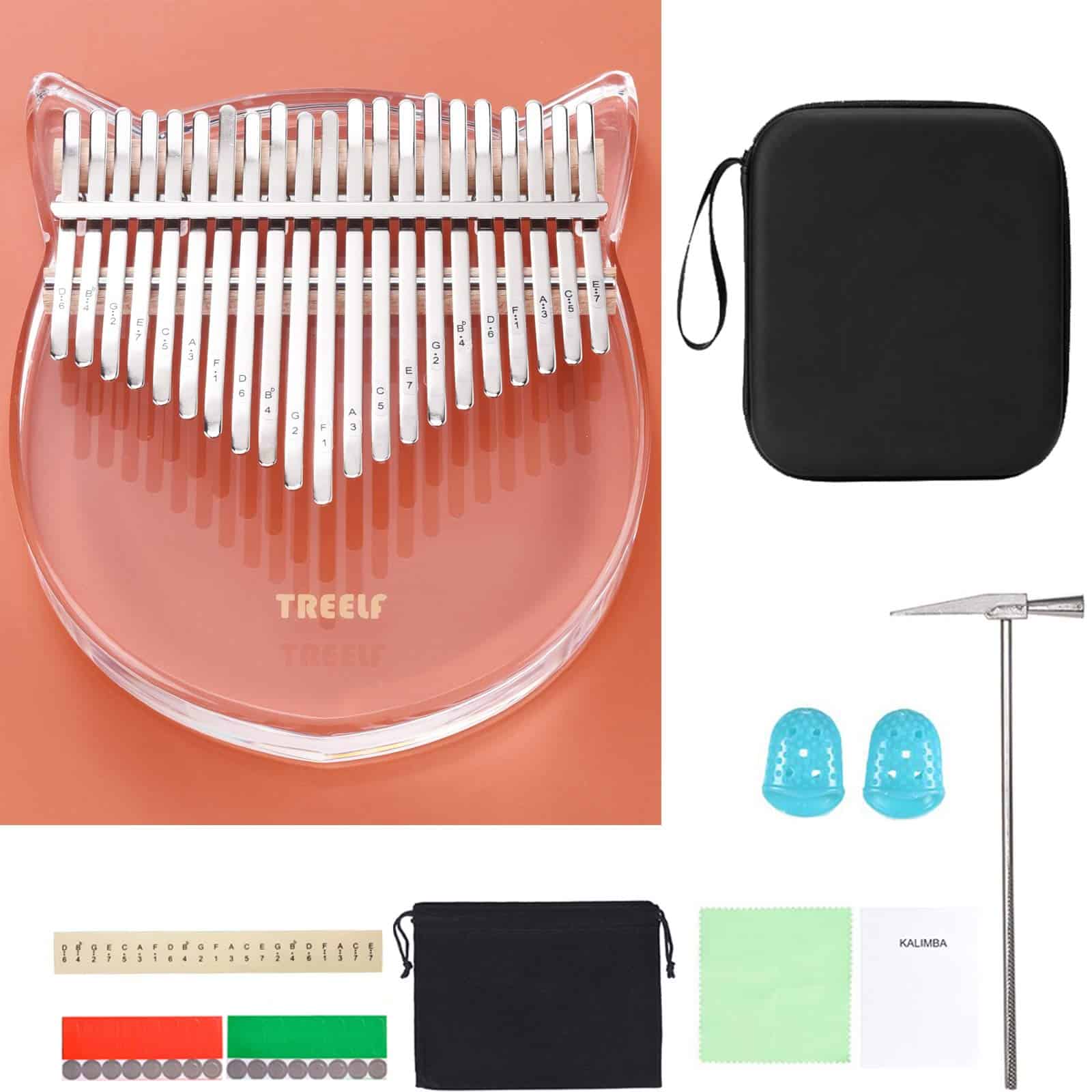 Kalimba TREELF 21 Teclas Gato Lindo Acrílico Piano de - Imagen 3