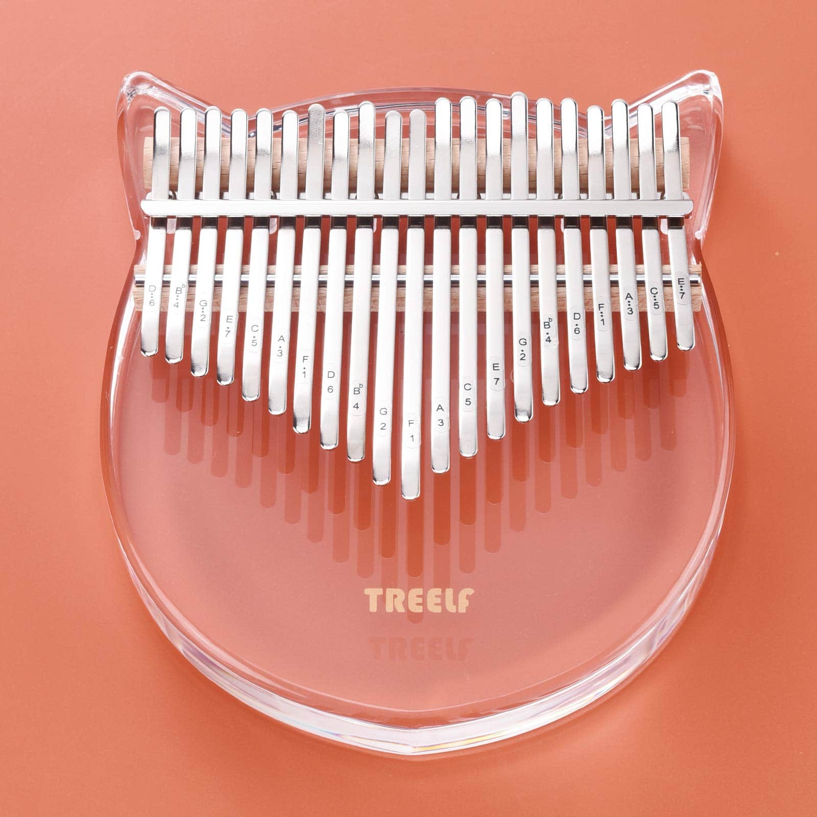 Kalimba TREELF 21 Teclas Gato Lindo Acrílico Piano de