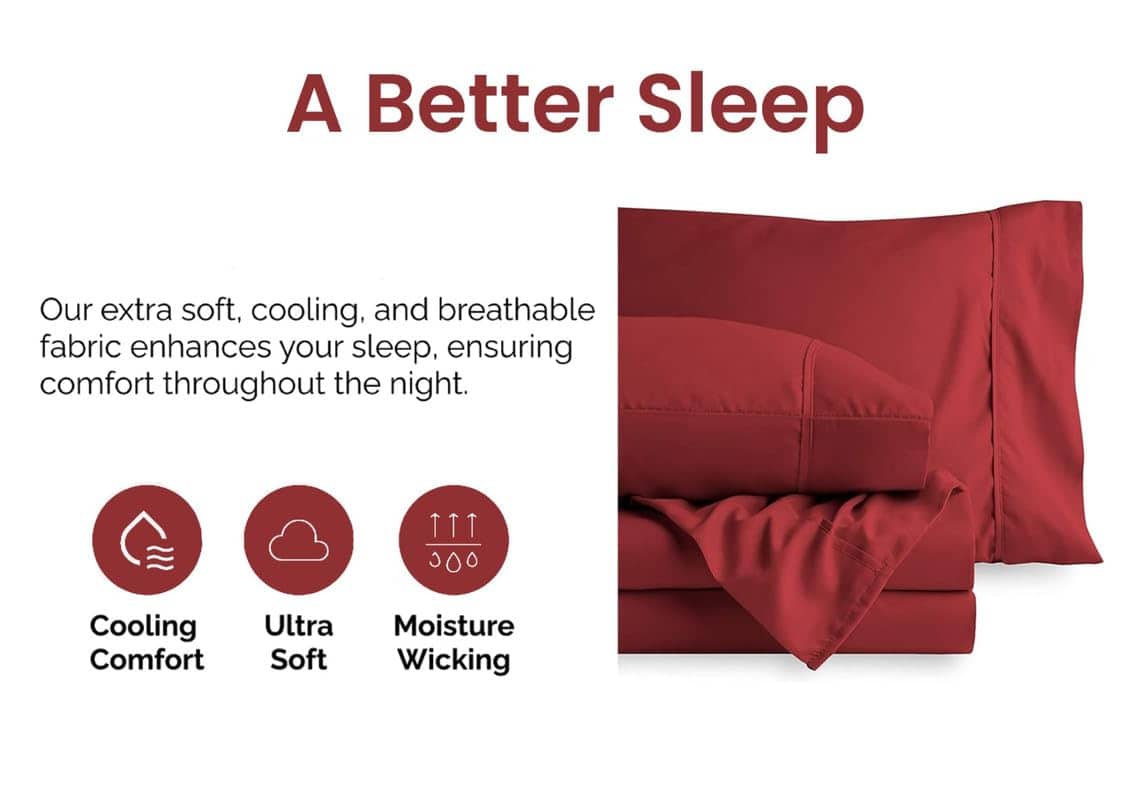 Juego de Sábanas de Algodón Percale de 600 -Borgoña - Imagen 6