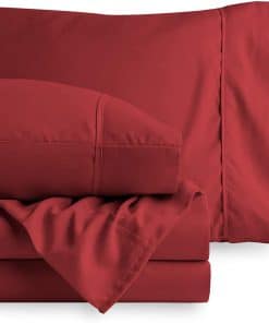 Juego de sábanas de algodón de 600 hilos para -Burgundy