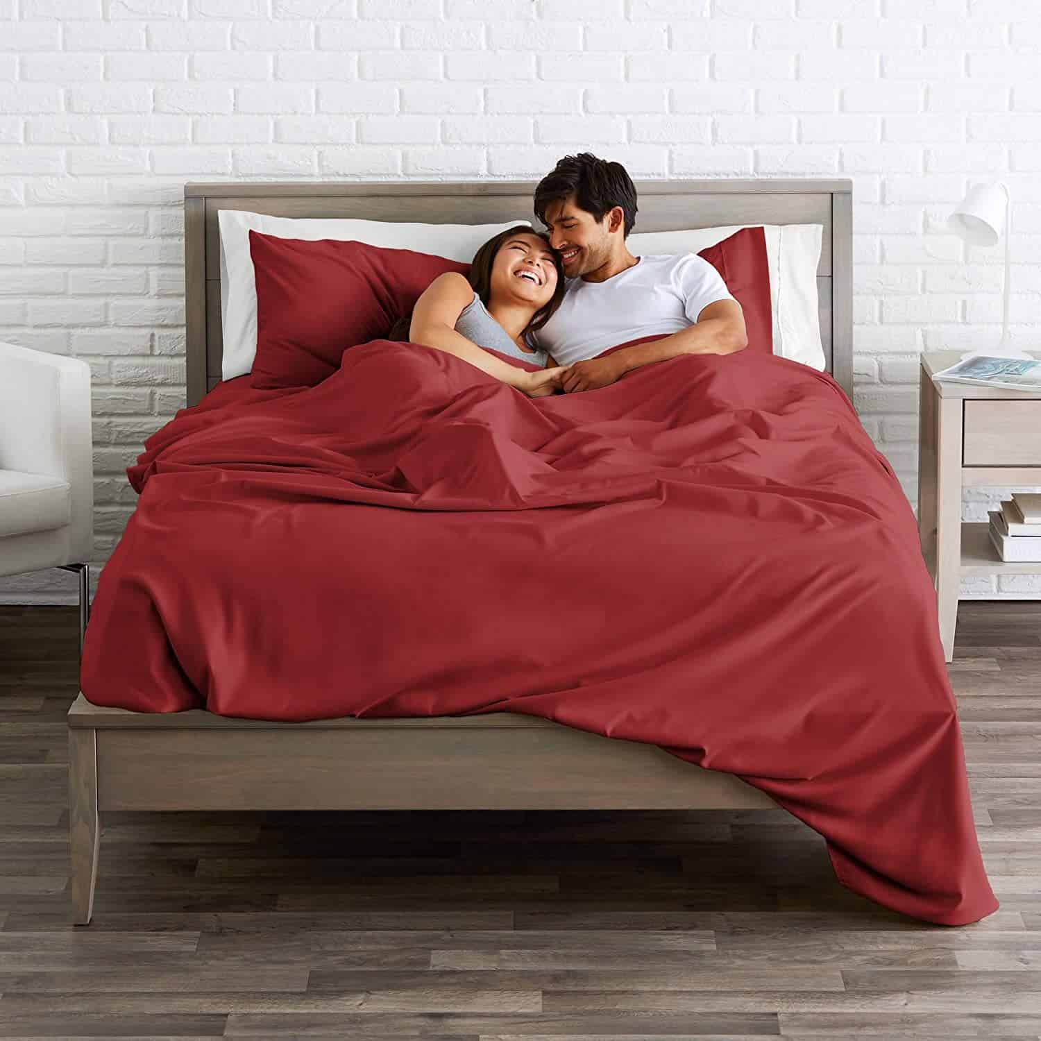 Juego de Sábanas de Algodón Percale de 600 -Borgoña - Imagen 5