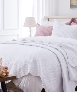 Juego de Colchas SunStyle Home Blanco Individual Cuadrado