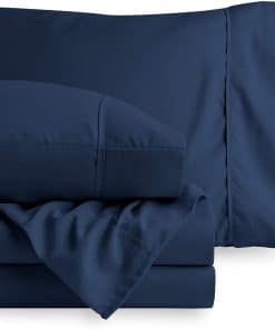 Juego de sábanas de algodón percal de 600 -Azul marino