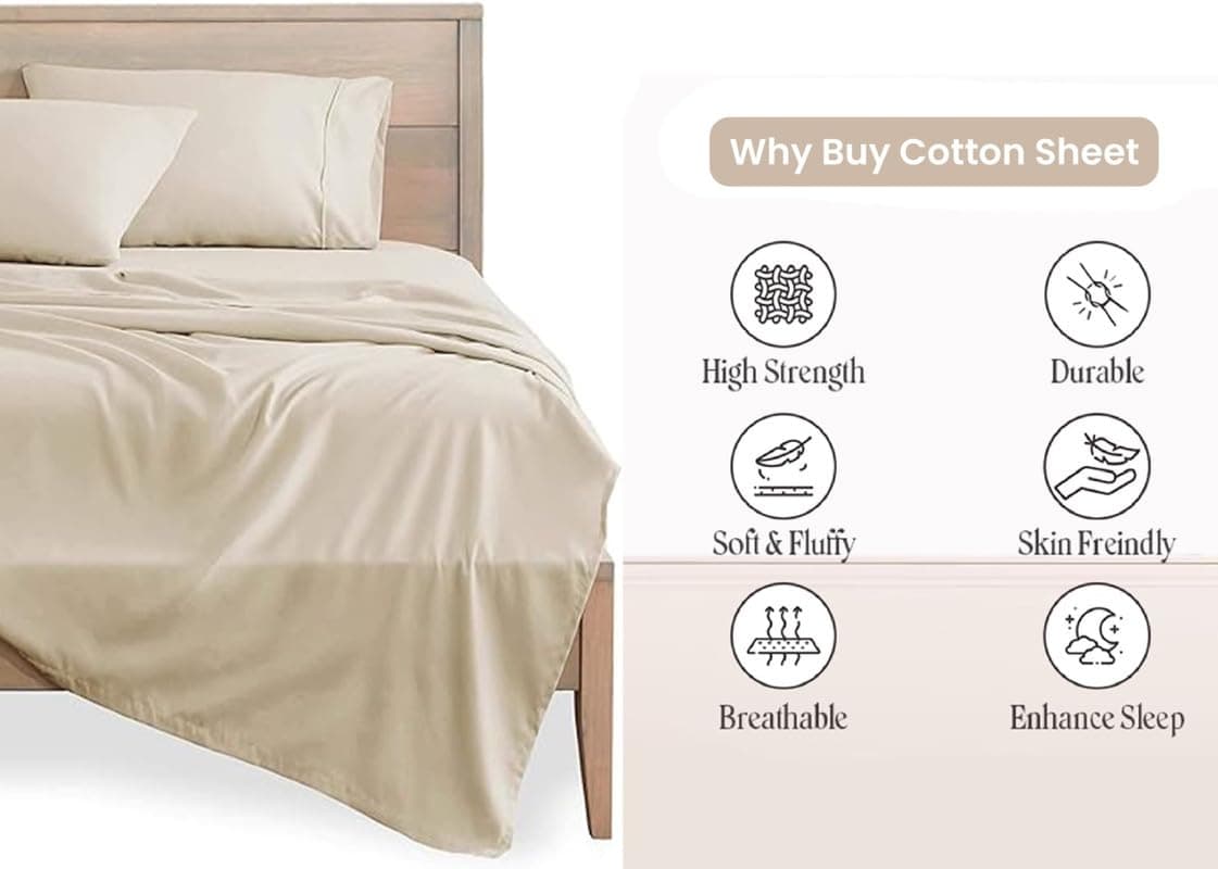 Juego de sábanas de algodón percal de 600 TC para cama de - Imagen 7