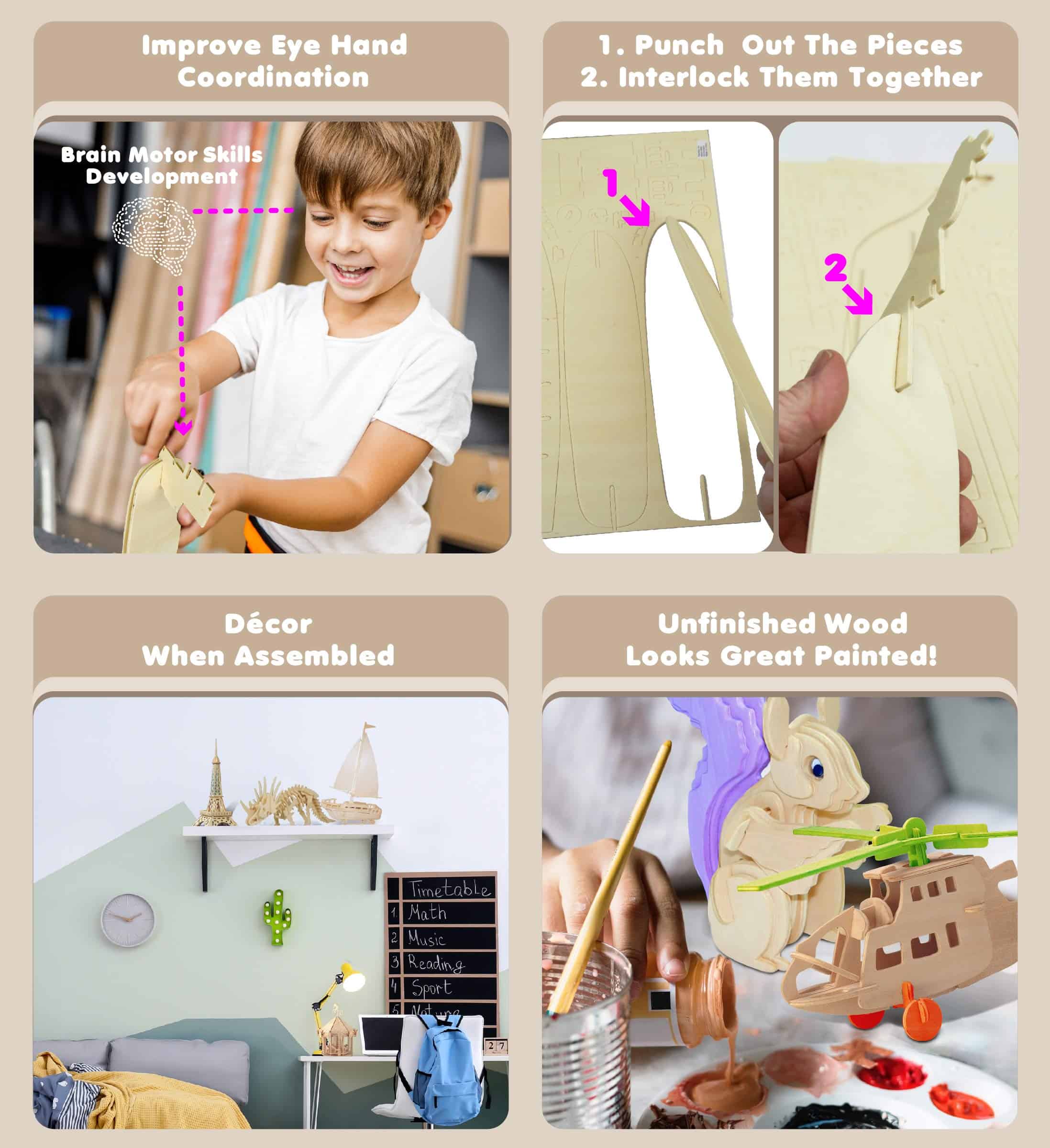 Paquete de 30 rompecabezas de madera en 3D de Puzzled - - Imagen 4