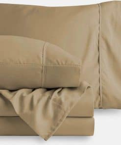 Juego de sábanas de algodón percal de 600 -Taupe