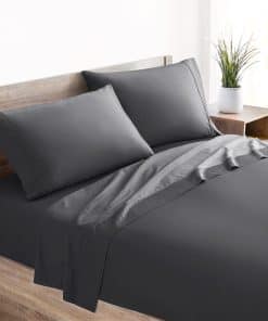 Juego de sábanas de algodón de satén de 400 -Gris