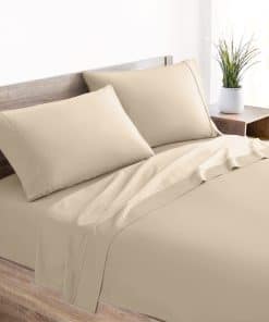 Juego de Sábanas de Algodón de Satén de 400 -Beige