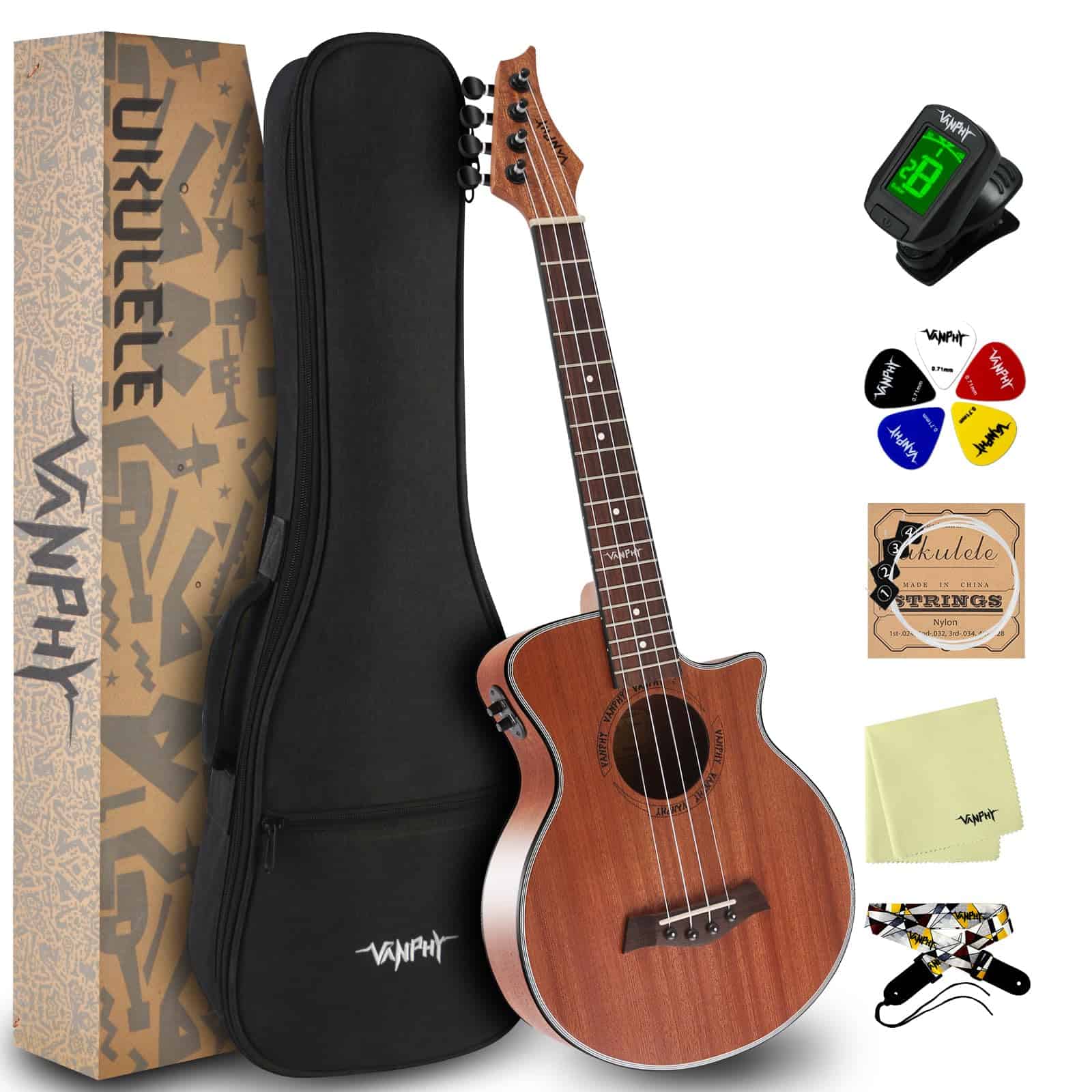 Ukelele Eléctrico de Concierto VANPHY para principiantes,
