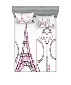 Juego de Sábana Ajustable y Funda de -Rosa Ciruela