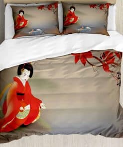 Juego de Funda nórdica con Estampado de Carpas Koi, Geisha