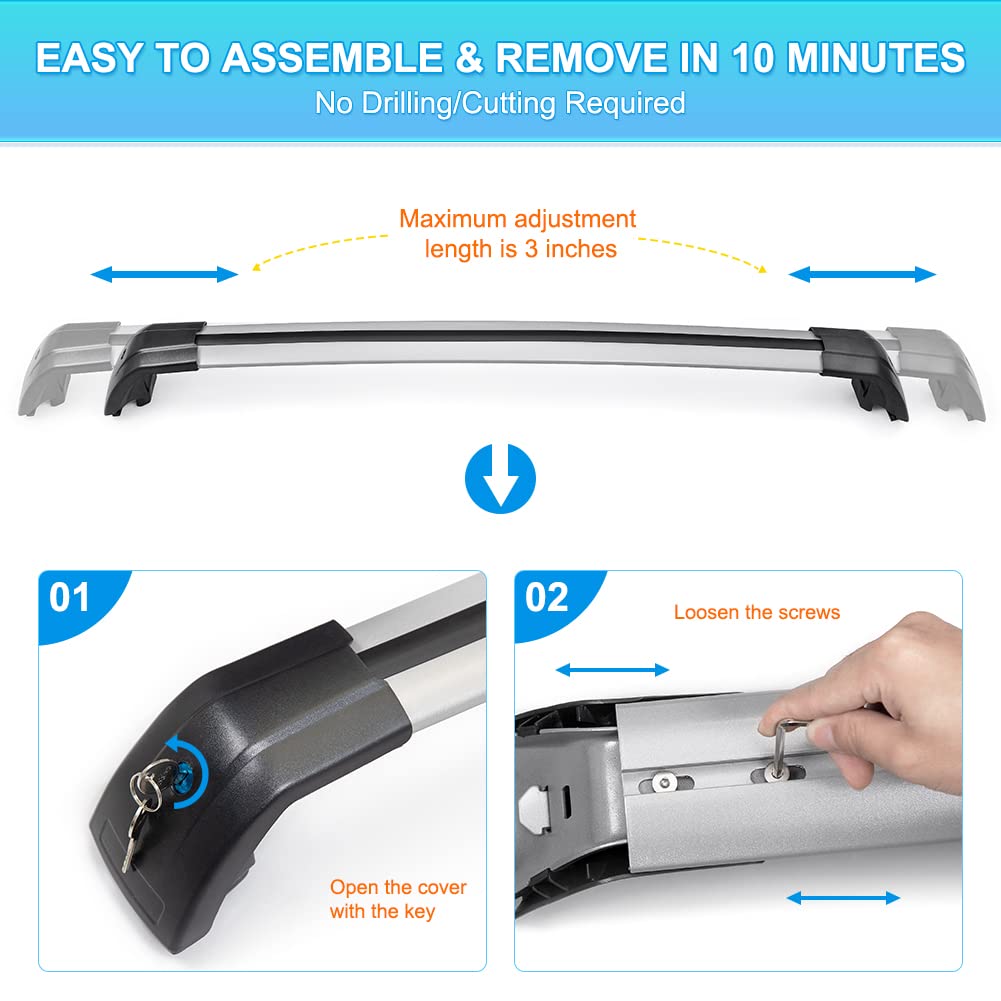 Barras transversales de techo JDMON compatibles con Hyundai - Imagen 6